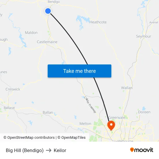 Big Hill (Bendigo) to Keilor map