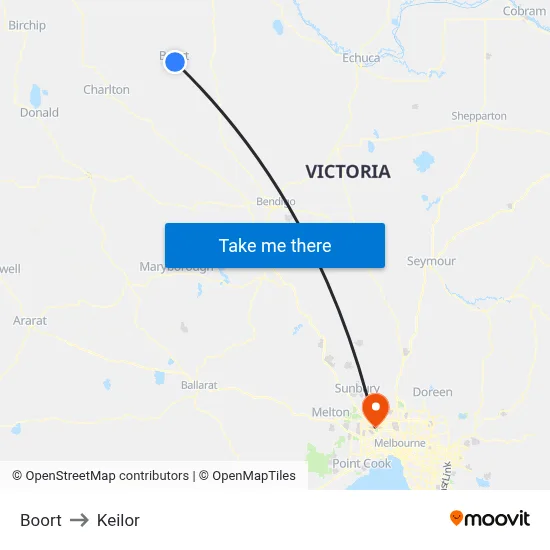 Boort to Keilor map