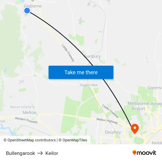 Bullengarook to Keilor map