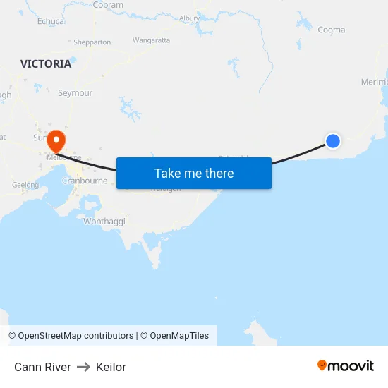 Cann River to Keilor map