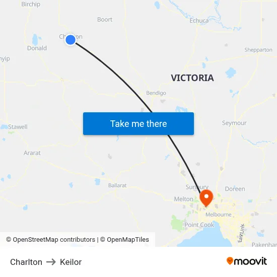 Charlton to Keilor map