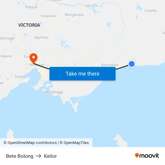 Bete Bolong to Keilor map