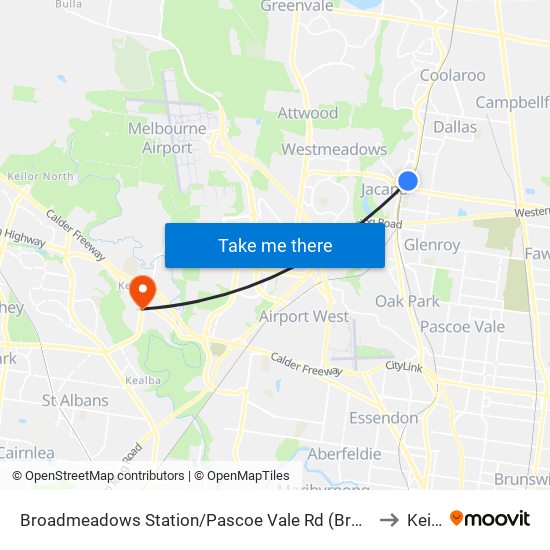 Broadmeadows Station/Pascoe Vale Rd (Broadmeadows) to Keilor map