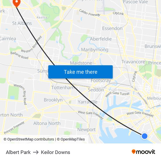 Albert Park to Keilor Downs map