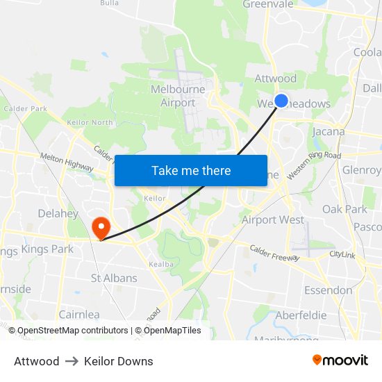Attwood to Keilor Downs map