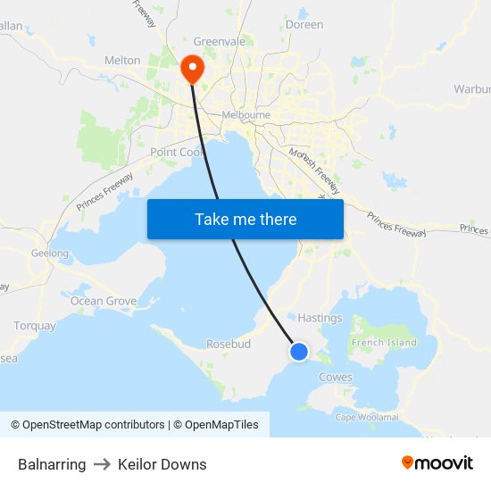 Balnarring to Keilor Downs map
