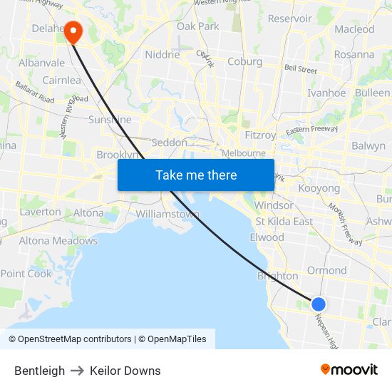 Bentleigh to Keilor Downs map