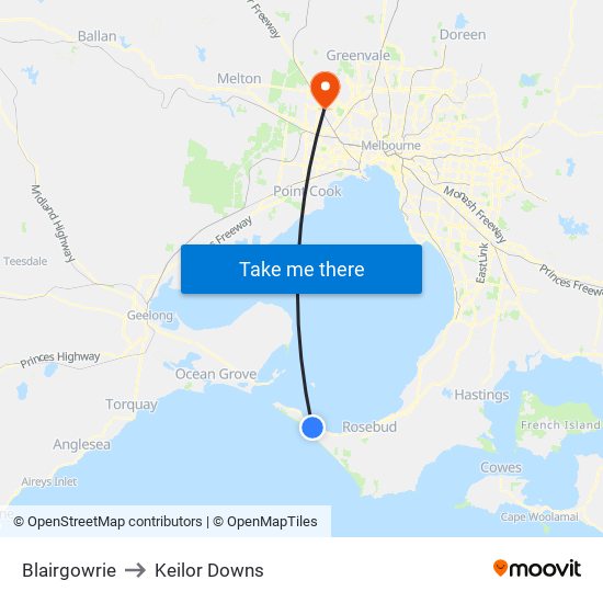 Blairgowrie to Keilor Downs map