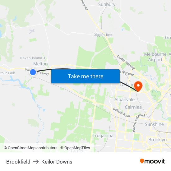 Brookfield to Keilor Downs map