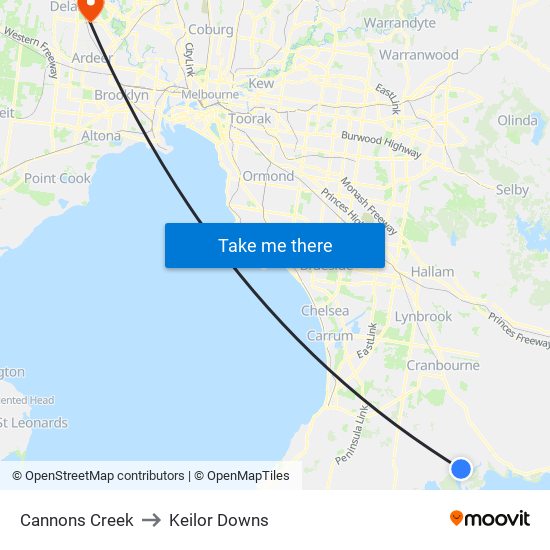 Cannons Creek to Keilor Downs map