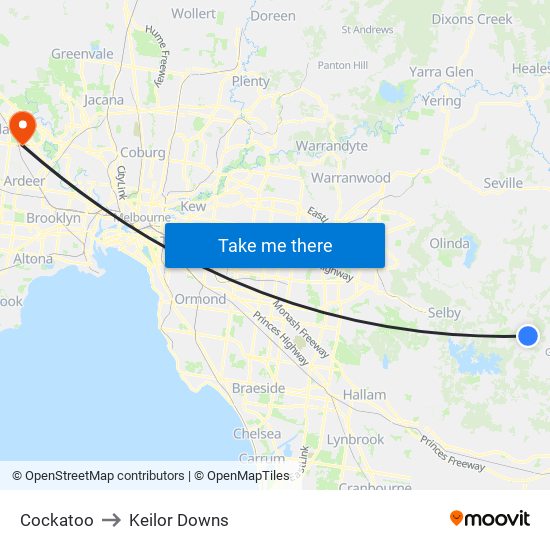 Cockatoo to Keilor Downs map