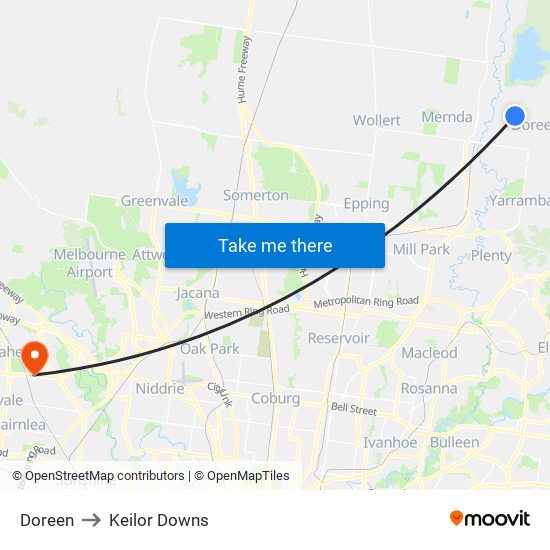 Doreen to Keilor Downs map
