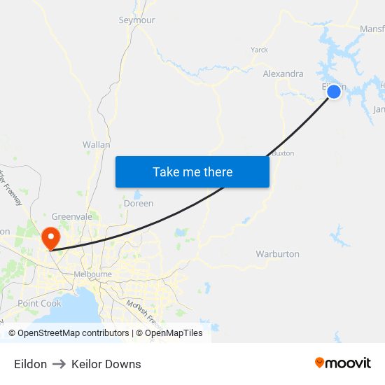 Eildon to Keilor Downs map