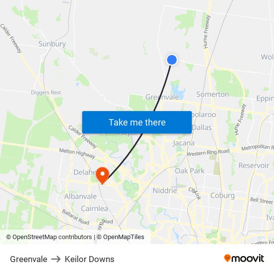 Greenvale to Keilor Downs map