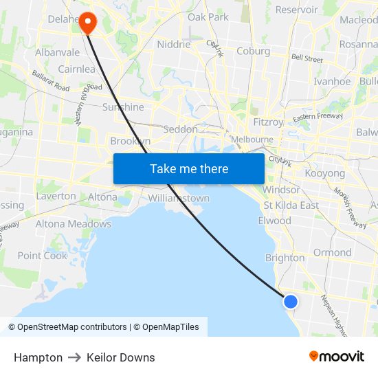 Hampton to Keilor Downs map