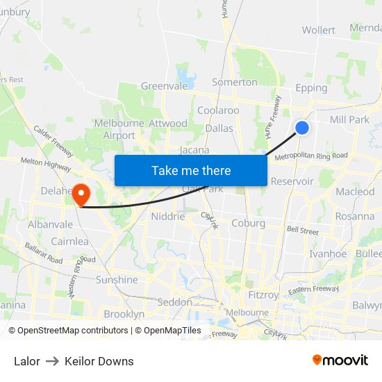 Lalor to Keilor Downs map