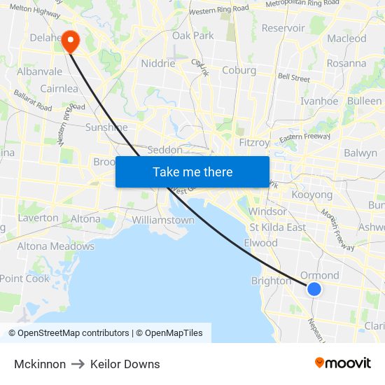 Mckinnon to Keilor Downs map