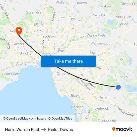 Narre Warren East to Keilor Downs map