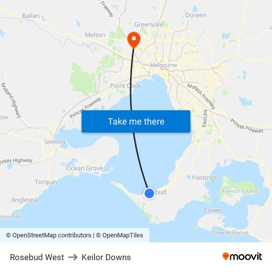 Rosebud West to Keilor Downs map