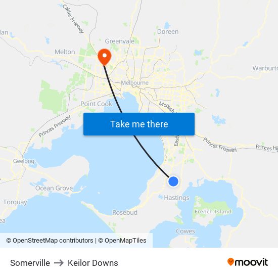 Somerville to Keilor Downs map