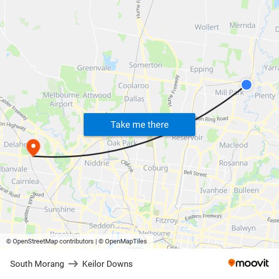 South Morang to Keilor Downs map