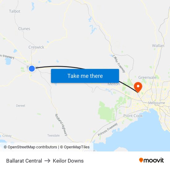 Ballarat Central to Keilor Downs map