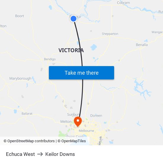 Echuca West to Keilor Downs map