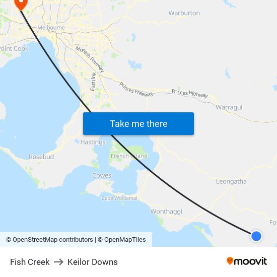 Fish Creek to Keilor Downs map