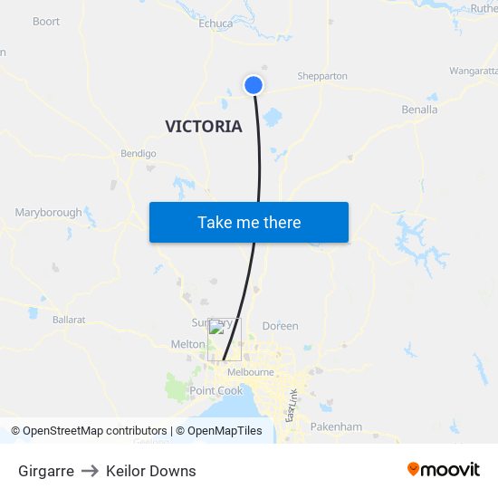 Girgarre to Keilor Downs map