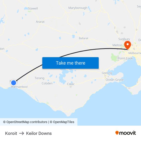 Koroit to Keilor Downs map