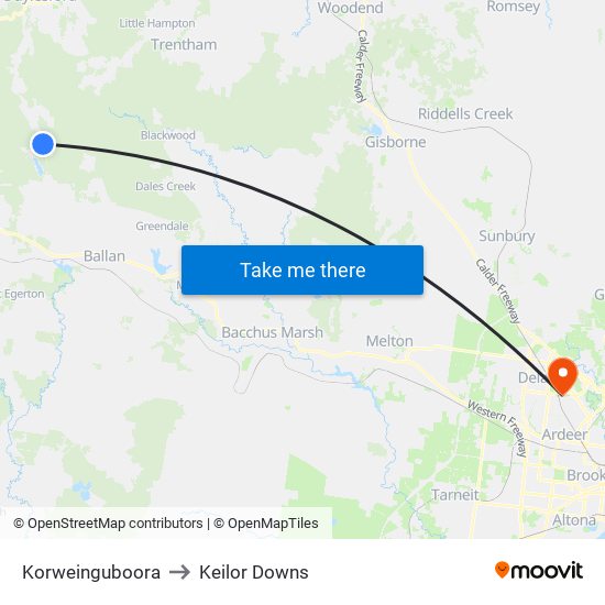 Korweinguboora to Keilor Downs map