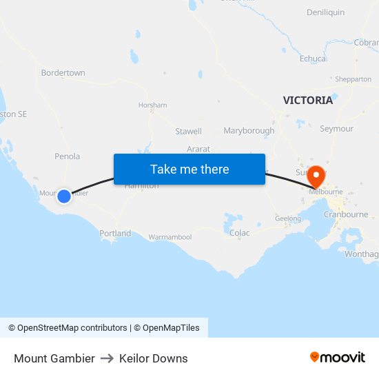 Mount Gambier to Keilor Downs map