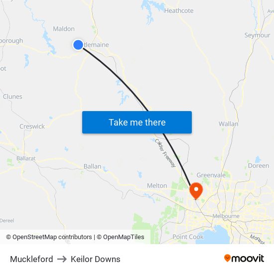 Muckleford to Keilor Downs map