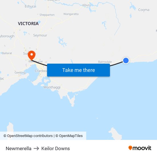 Newmerella to Keilor Downs map