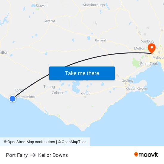 Port Fairy to Keilor Downs map