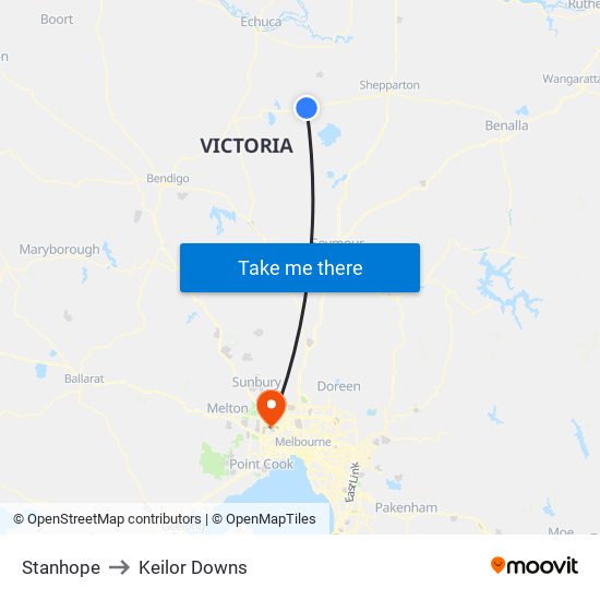 Stanhope to Keilor Downs map