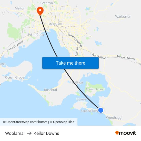 Woolamai to Keilor Downs map