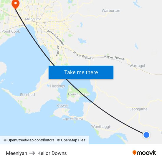 Meeniyan to Keilor Downs map