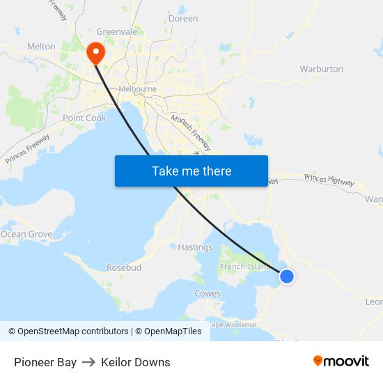 Pioneer Bay to Keilor Downs map