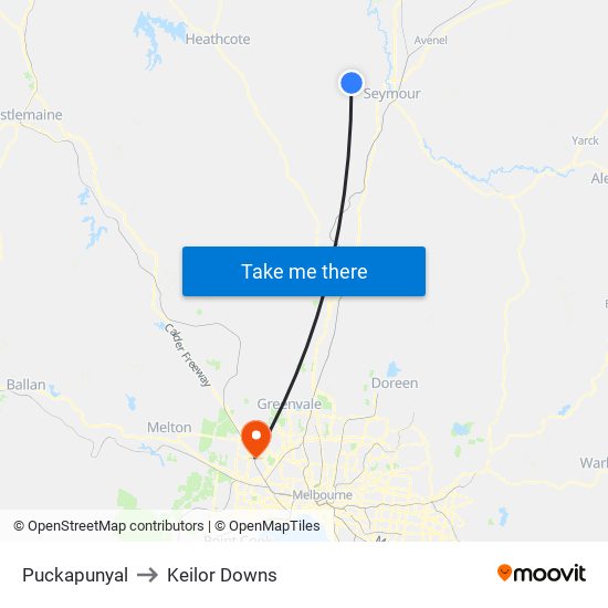 Puckapunyal to Keilor Downs map