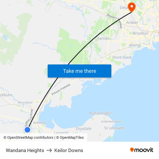 Wandana Heights to Keilor Downs map