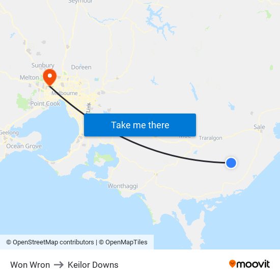 Won Wron to Keilor Downs map