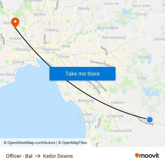 Officer - Bal to Keilor Downs map