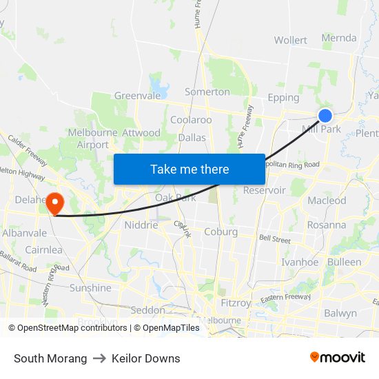 South Morang to Keilor Downs map