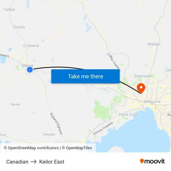 Canadian to Keilor East map