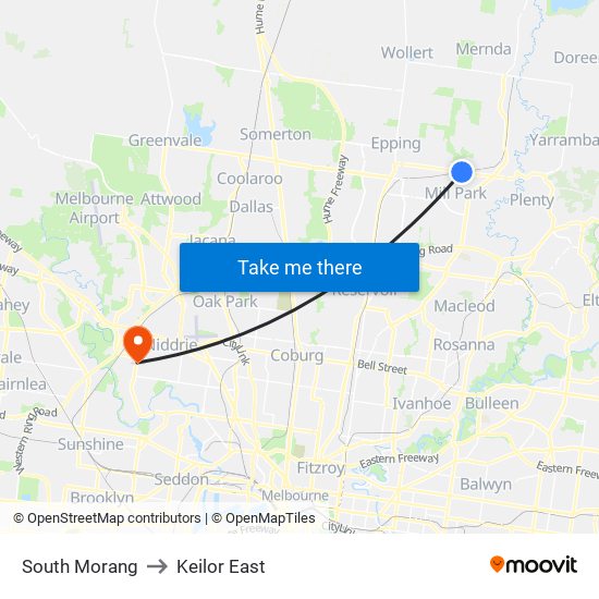 South Morang to Keilor East map