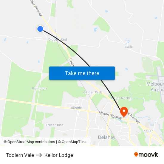 Toolern Vale to Keilor Lodge map