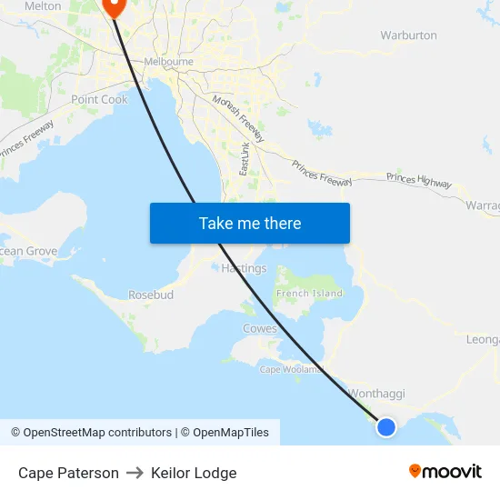 Cape Paterson to Keilor Lodge map