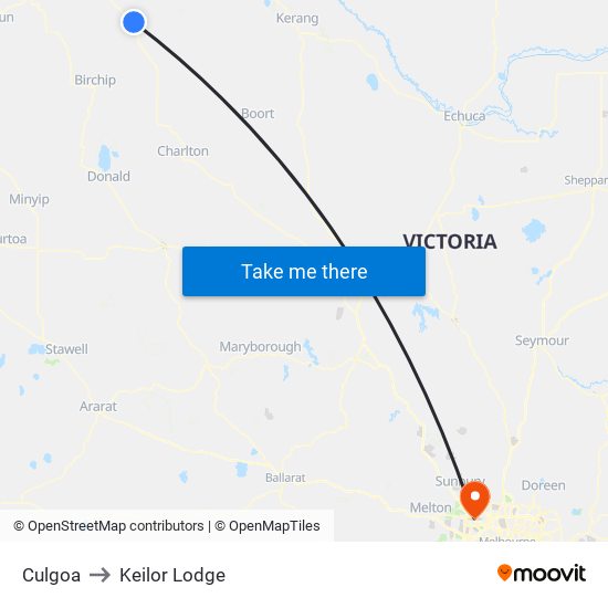 Culgoa to Keilor Lodge map