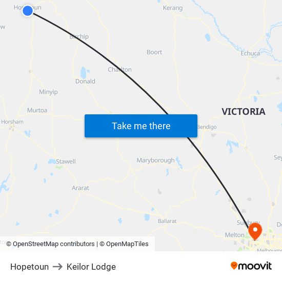 Hopetoun to Keilor Lodge map